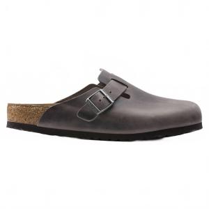 Birkenstock Женские кожаные сабо Boston с мягкой стелькой, цвет «железо»