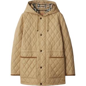 Burberry Стеганое худи с капюшоном и кулиской, Khaki