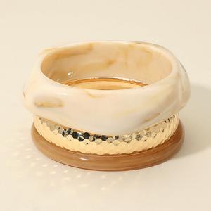 3 шт. - Массивный абстрактный браслет из кованого металла с полимерной отделкой, многослойные браслеты Fashnzfab, слоновая кость