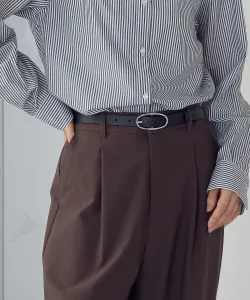 Ремень из натуральной кожи с овальной пряжкой Comme Ca Ism, цвет Black