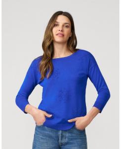 Женский свитер-туника Снежинка со спущенными плечами Cable & Gauge, Angelfish blue