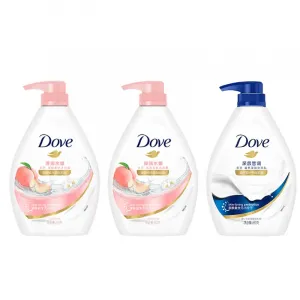 Средство для душа ароматизированное очищающее cherry blossom 730g+730g+730g Dove, Three-Piece Set: Deep Nourishment Shower Gel 850g+Hydrating and Softening Shower Gel 850g*2