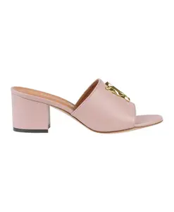 Розовые кожаные сандалии с металлическим логотипом Via Roma 15, розовый