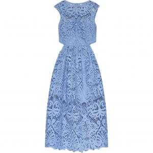 Self portrait Lace Cut Out Detailed Midi Dress Self-portrait, фиолетовый