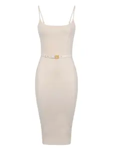 Платье без рукавов с поясом Elisabetta Franchi, нейтральный
