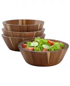 Набор из 4 салатниц из акации диаметром 17 см Megachef, темно-коричневый
