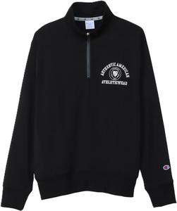 Мужская толстовка Champion Tops с длинным рукавом, эластичным, быстросохнущим кроем RelaxFit, графическим логотипом, TECH WEAVE(R) Terry, с половинной молнией, модель C3-CG002, черный