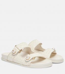 Фаянсовые украшенные сандалии Jimmy Choo, Latte/Latte