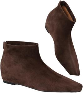 Элегантные ботильоны с квадратным носком MRKEWUNEY для женщин с внутренней платформой и клиновидным каблуком, 101 Suede Brown