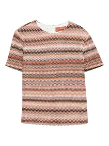 Топ с короткими рукавами и узором зигзаг Missoni Kids, коричневый