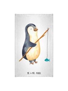 Mr. & Mrs. Panda Гостевое полотенце с изображением пингвина-рыболова, без слогана, белого цвета