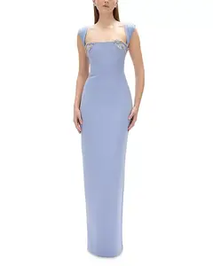 Платье Малии, украшенное вышивкой Rachel Gilbert, синий