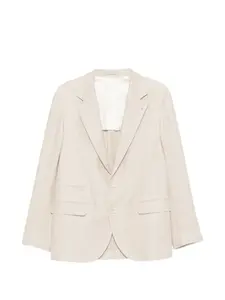 Блейзер с застежкой на пуговицах и накладными карманами с клапанами Brunello Cucinelli, бежевый