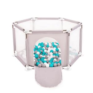 Selonis Складной шестигранник KS-100X с шариками 6см серый:серо-бело-бирюзовый 63х64/100 шариков