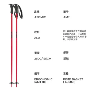 Лыжи Atomic double board poles для взрослых мужчин и женщин, модель 2324 красный 1, модель 2324 AMT red, длина 110 см
