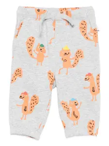 Брюки с кулиской и принтом белки Stella McCartney Kids, серый