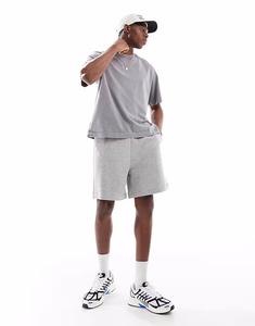 Шорты средней длины ASOS DESIGN Essential oversize серого меланжевого цвета