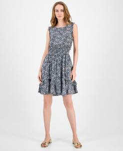 Женское платье с оборками и присборенной талией, с цветочным принтом Tommy Hilfiger, Sky Captain Multi