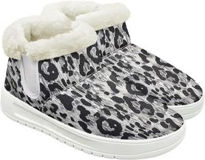 Женские тапочки-сапожки с плюшевой подкладкой, мемори-фоам, для дома и улицы, зимние сапожки, уютные, с противоскользящей подошвой, ботильоны Chririnla, Gray Leopard Print