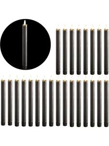 Novaliv Светодиодные конусные свечи, 24 штуки, из натурального воска, серые - с 6-часовым таймером