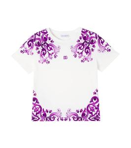 Футболка DG Majolica из хлопка Dolce&Gabbana Kids, Maiolica 1 Viola