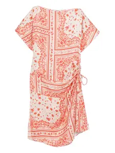 Жаккардовое платье миди с кулиской FENDI, нейтральный