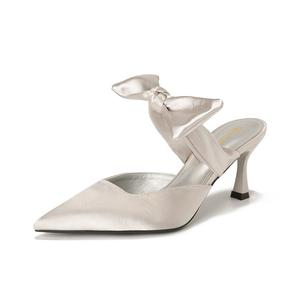 BIGTREE Серебряные женские тапочки с закрытым носком и износостойкой резиновой подошвой, цвет Silver