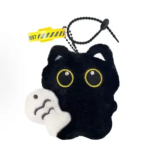 AIZIYUO Очаровательная лечебная рыболовная плюшевая кукла маленький черный кот высота 10,5 см