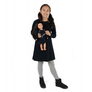 Платье для девочек и такое же кукольное платье с галстуком-бабочкой Leveret, темно-синий