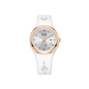 Disney Часы Quartz Movement Silicone Strap Watch Women's Watch Silver Dial, White Dial