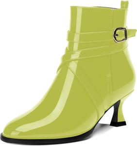 Женские комфортные праздничные ботильоны ROSERWISH с круглым носком, лакированной отделкой, ремешком с пряжкой, маленьким каблуком и высотой до щиколотки, каблук 2 дюйма