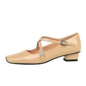 Туфли Мэри Джейн на толстом каблуке 3 см, женские QITUMAUL, Black[Heel Height 3Cm]