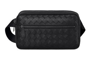 Bottega Veneta Кожаная наплечная сумка из коровьей кожи, кроссбоди, слинг, поясная сумка мужская черная