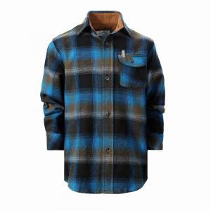 Фланелевая рубашка Gioberti для мальчиков с одним карманом и вельветовым контрастом, цвет Turquoise Black