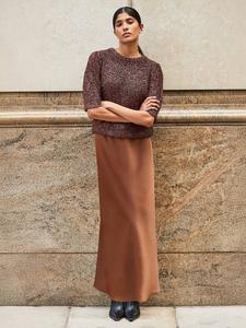 Плиссированная атласная юбка с акцентными швами Ro&Zo, Brown