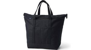 Очень большая однотонная холщовая сумка-тоут с пятью карманами и застежкой-молнией сверху Lands' End, цвет black/black