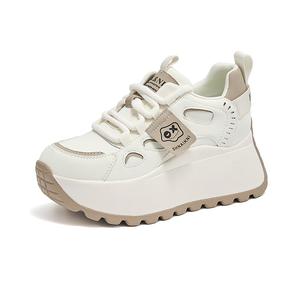 QITUMAUL Женские низкие повседневные туфли Бежевый абрикос[Платформа высотой 7 см], цвет Beige Apricot[Platform Height Increasing 7cm]