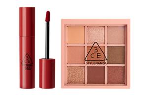 Игристые тени для век + туманные жидкие помады наборы косметики натуральный стойкий макияж комплект из 2 предметов 3CE