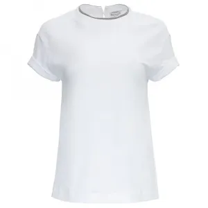 Расшитая футболка с круглым вырезом Brunello Cucinelli, белый