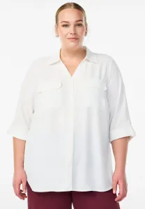 Блузка на пуговицах flash mit brusttaschen и 3/4 длины Zizzi, Cloud Dancer