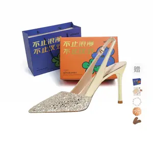 WOXXXN Тонкие каблуки на шпильке женские шампань [подарочный набор] (с подарком), цвет Champagne[Gift Box Set](Gift Included)