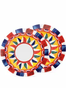 Набор из двух тарелок для хлеба с принтом Carretto Dolce & Gabbana, белый