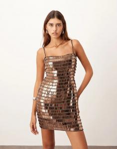 ARRANGE линейное мини-платье с инкрустацией шоколадного цвета