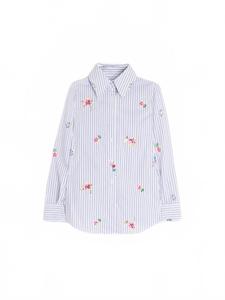 Женская рубашка с цветочным принтом и пайетками, бело-синяя Vilagallo, бело-голубой