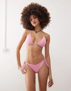 Смешивать и сочетать плавки бикини с завязками по бокам в светло-пыльно-розовом цвете Monki