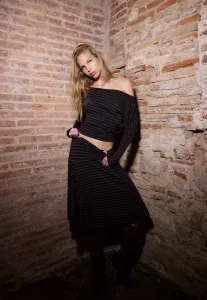 Полосатая блузка с длинными рукавами Stradivarius, Dark Blue