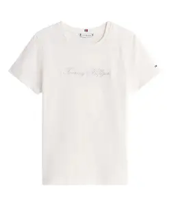 Хлопковая рубашка с металлизированным логотипом. Tommy Hilfiger, белый