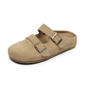 Golofi Женские противоскользящие закрытые тапочки бежевые, цвет Beige