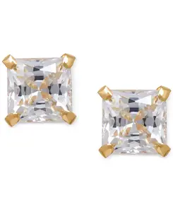 Квадратные серьги-гвоздики с кубическим цирконием из 14-каратного золота Macy'S, gold