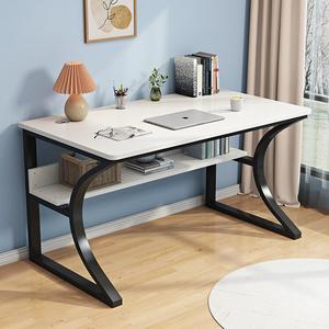 Компьютерный стол Xinmeikai, простой и современный домашний офисный стол для съемных квартир, письменный стол для спальни, ученический стол для учебы, черная рама с теплым белым цветом, 80х60х74 см, черная рама + теплый белый